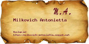 Milkovich Antonietta névjegykártya